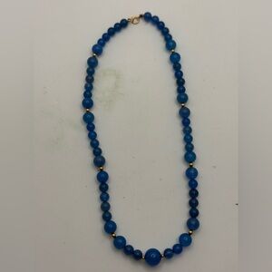 Elegant Blue Beaded Necklace 14 KG Vintage Polished Blue Glass Beaded Necklace